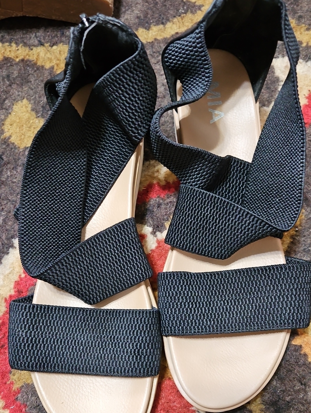 MIA Black Elastic Strap Wrap Sandals